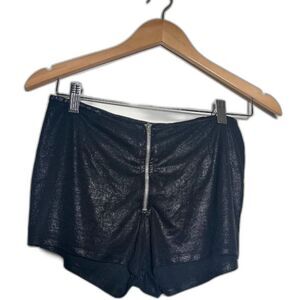 VTG Tripp NYC Micro Shorts Mini Metallic Rave Club Zip Front Glitter y2k sz M/L